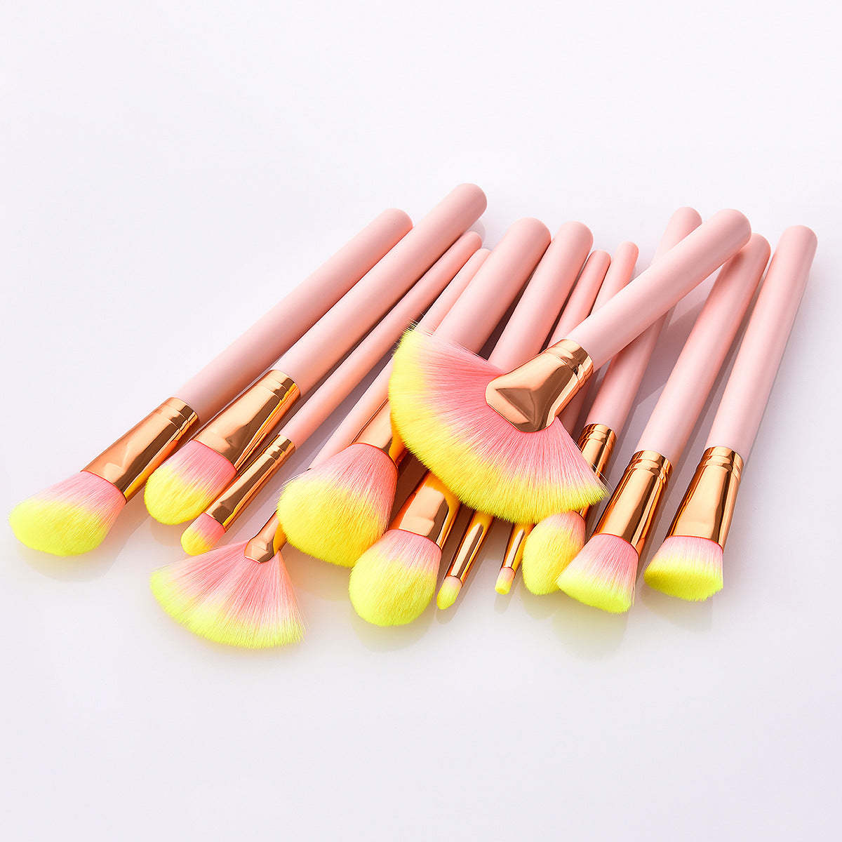 12-Piece Pink Makeup Brush Set and Beauty Tools