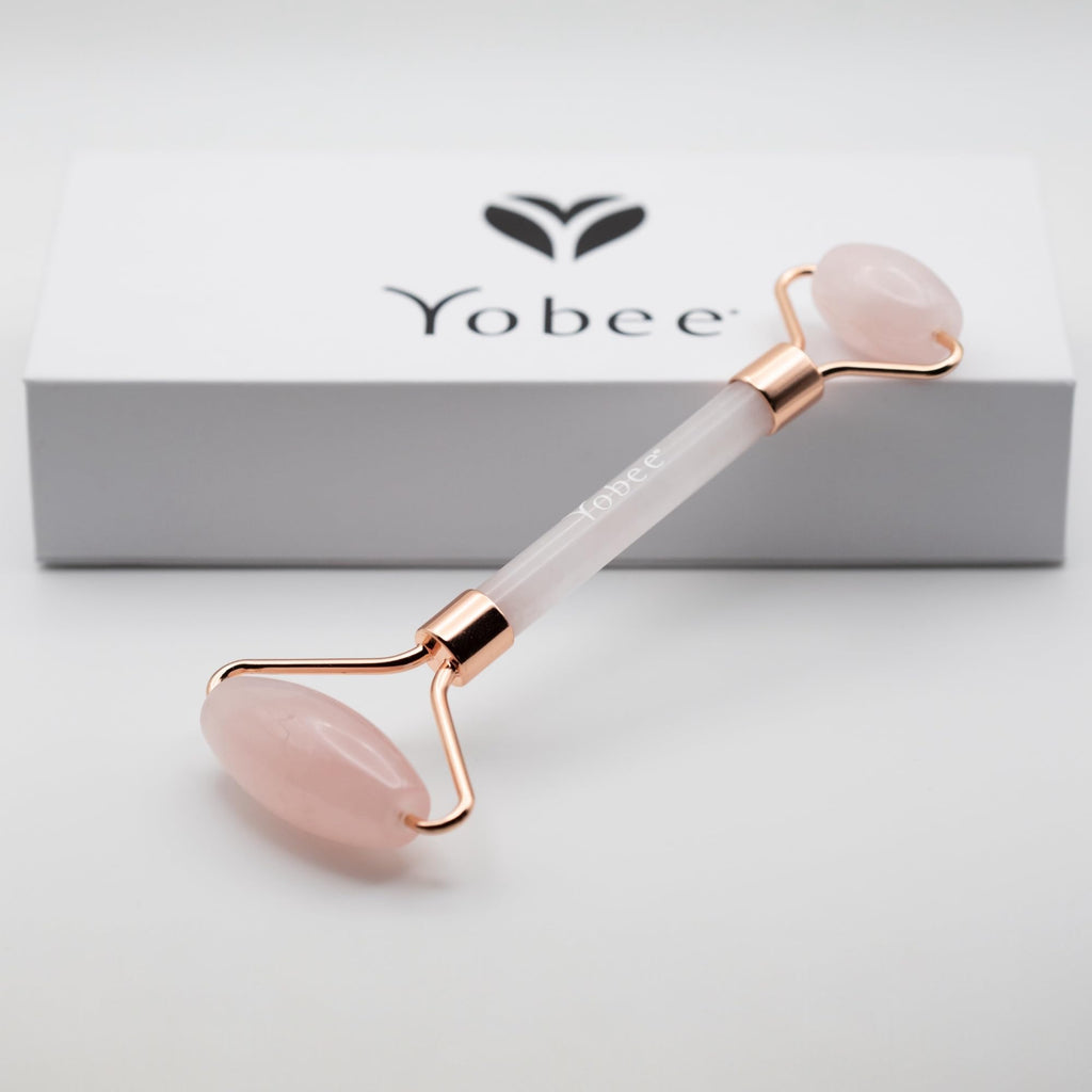 Yobee Face Roller Massager Rose Quartz Gua Sha Anti Aging Wrinkles Puffiness Acupressure Facial Skin Care Gift for Women